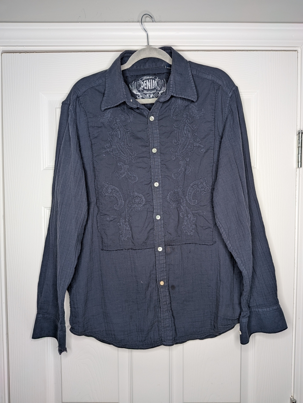 Tommy Bahama Embroidered Navy Long-Sleeve Button-Down Shirt